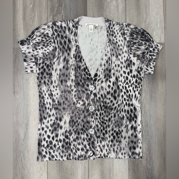 Kenneth Cole Leopard Short Sleeve Cardigan - Picture 1 of 2